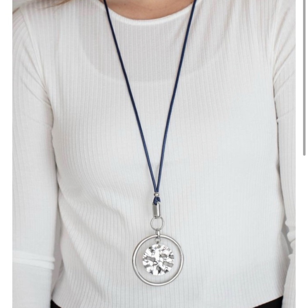 Ornate Silver and Blue Pendant Necklace